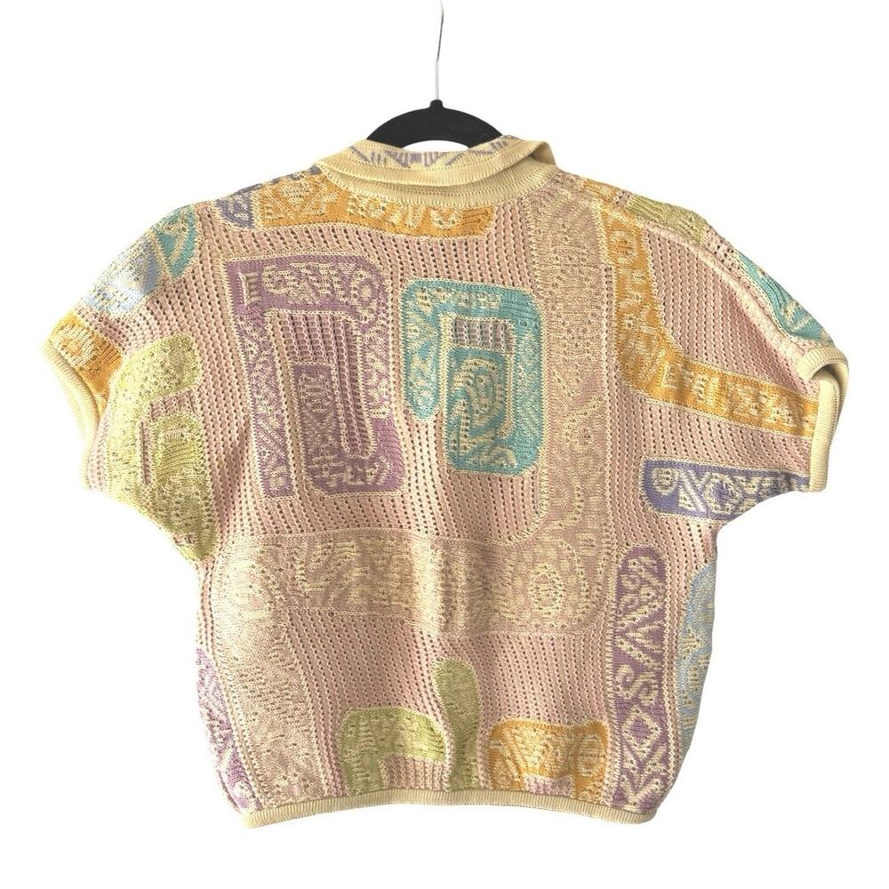 Vtg Coogi Cardigan Short Sleeve 3D Textured Womens Sweater Jumper Sz Small NOS - Picture 4 of 6